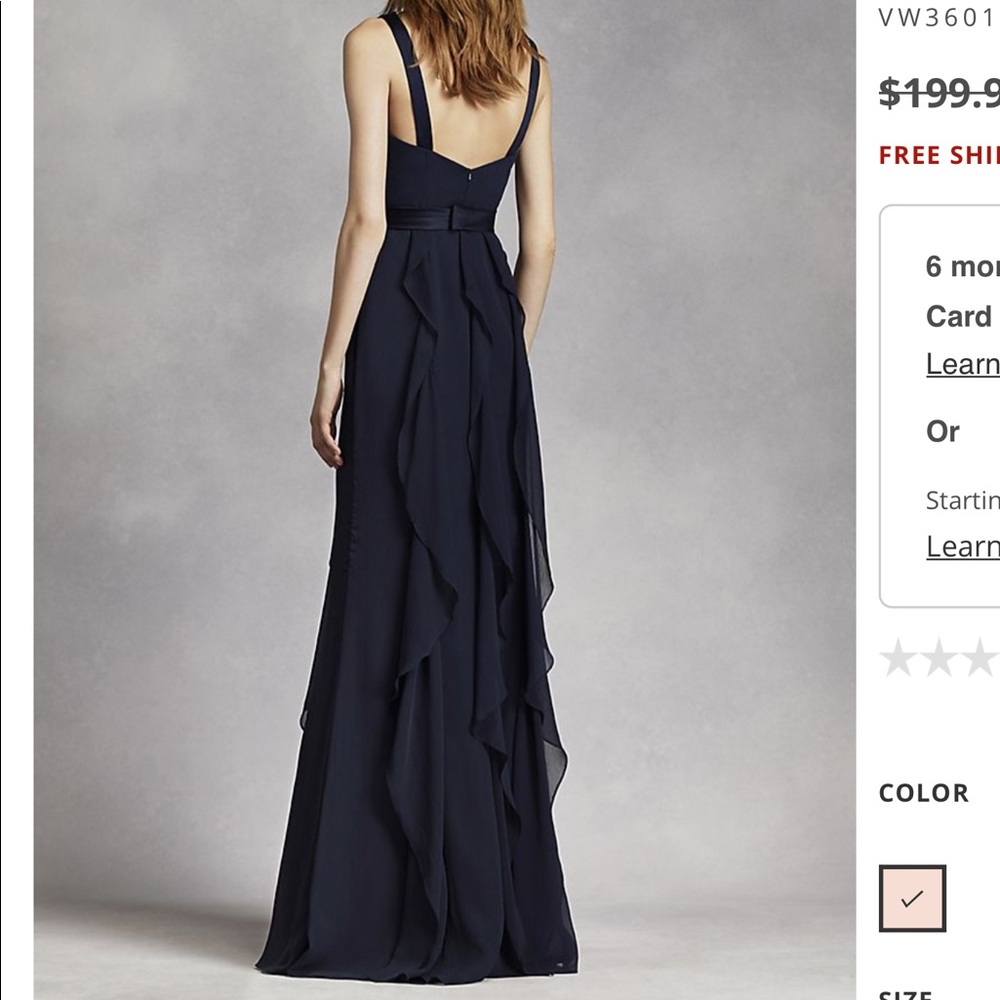Vera Wang Sleeveless Blush Dress w/ Satin Belt - Picture 2 of 6